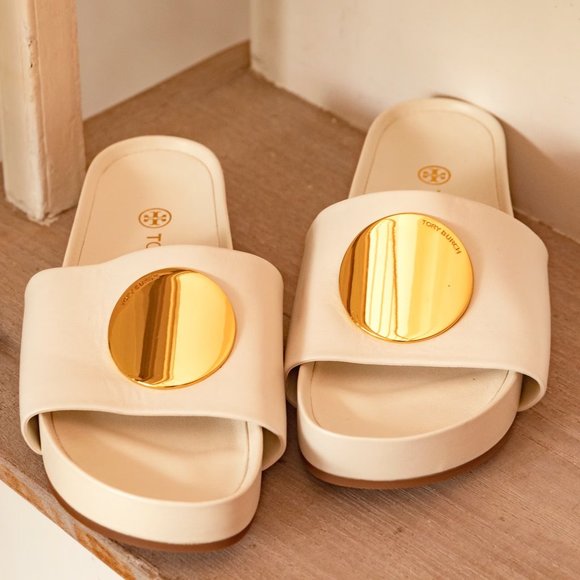 Tory Burch PATOS SLIDE Platform Sandals SUPER COMFY! 9.5 New Ivory Cream - Picture 7 of 14